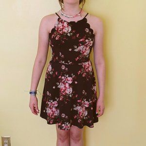 Juniors A Byer Black Floral Dress